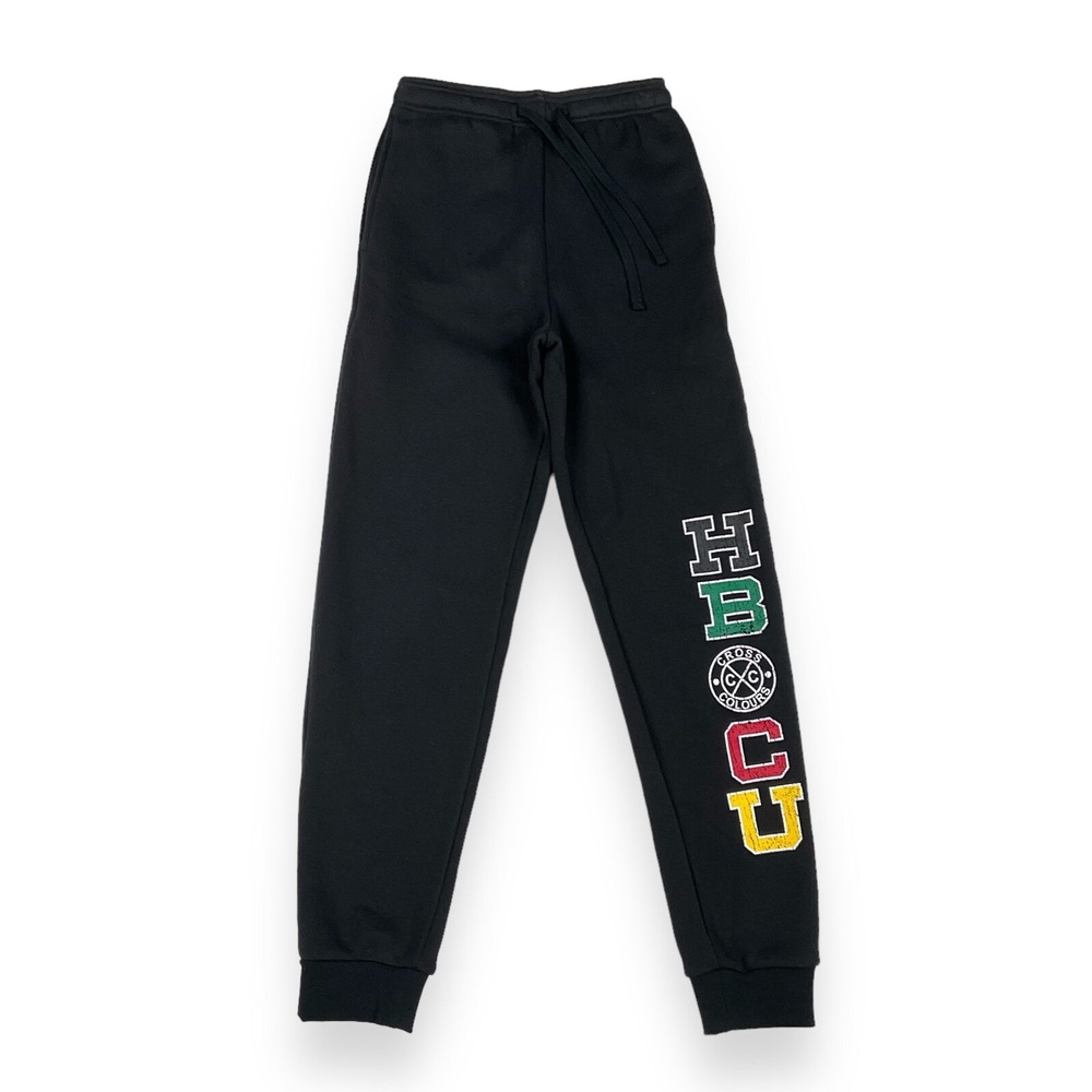 Cross Colours Joggers Womens XS Black HBCU Power in Unity Sweatpants NWOT